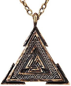 Baldur Jewelry - Valknut Viking Necklace for Men Women - Celtic Viking Norse Jewelry for Men Amulet Pendant Necklace - Brass Valknut Pendant - Jewelry Triangle - Valknut Odin Amulet - Viking Gifts