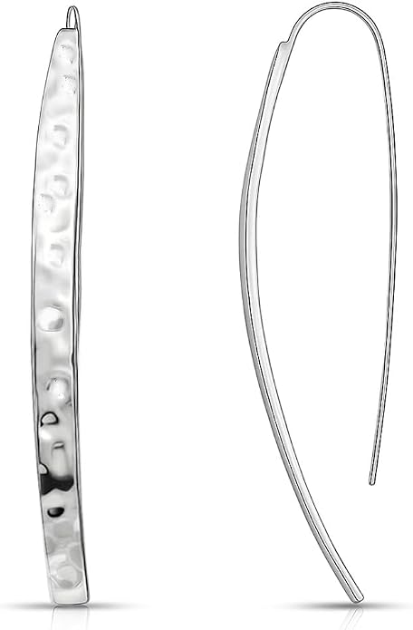 LeCalla 925 Sterling Silver Threader Earrings for Women | Handmade Wire Boho Hoops & Drop Earrings in Spiral, Heart, Bar Designs | Lightweight Pull Through Earring Jewelry Gift for Birthday, Anniversary