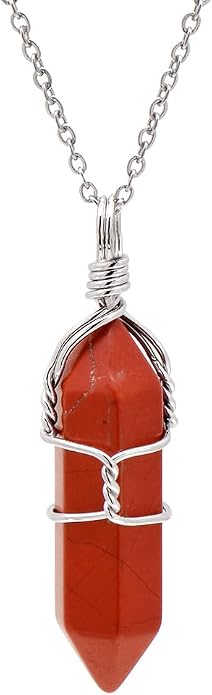 Mineral Stone Point Wire Wrapped Healing Crystal Pendant Necklace for Women Man