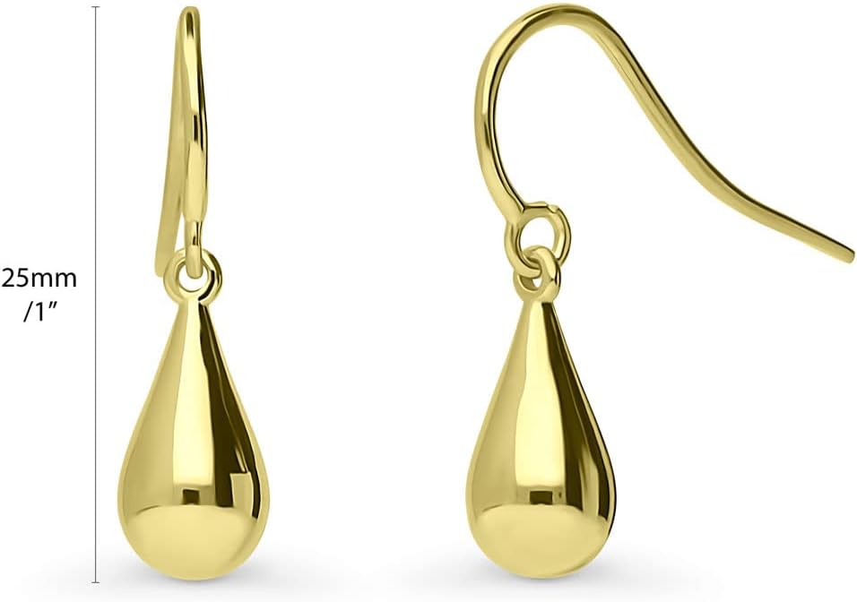 BERRICLE Sterling Silver Minimalist Dangle Earrings for Women, Gold Flashed Fish Hook/Leverback Drop Earrings - Trendy Design in Ball Bead, Bar, Teardrop, Treble Clef Music Note