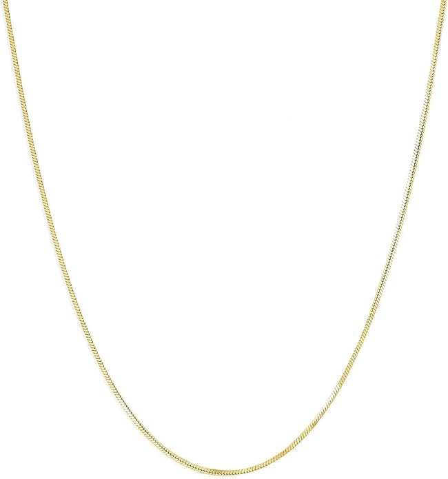 Gold Herringbone Necklace For Women - Rope Chork,Flat Snake Chain Necklaces in 18K Gold & White Gold Plated Tone - Simple Daily Jewelry-Tarnish Free-16-18in