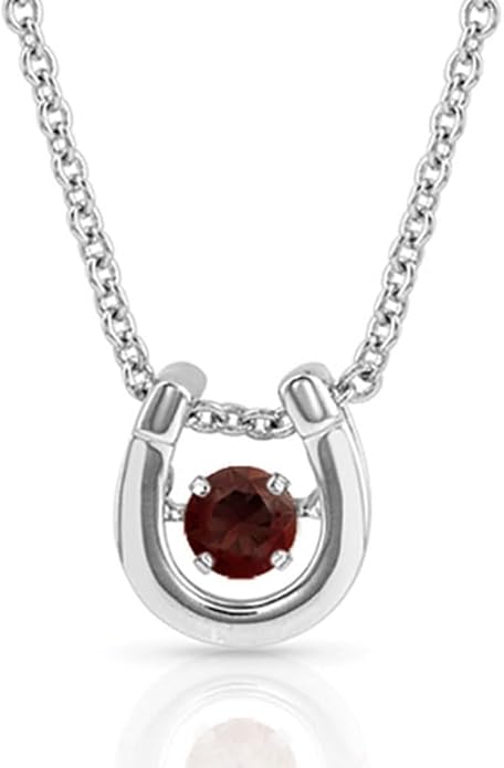 Montana Silversmiths Women's Dancing Birthstone Cubic Zirconia Horseshoe Pendant Necklace