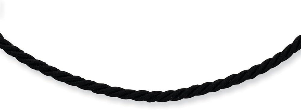 Solid 925 Sterling Silver 18inch Black Satin Cord Necklace - with Secure Lobster Lock Clasp 18"