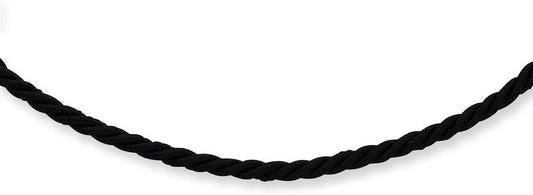 Solid 925 Sterling Silver 18inch Black Satin Cord Necklace - with Secure Lobster Lock Clasp 18"