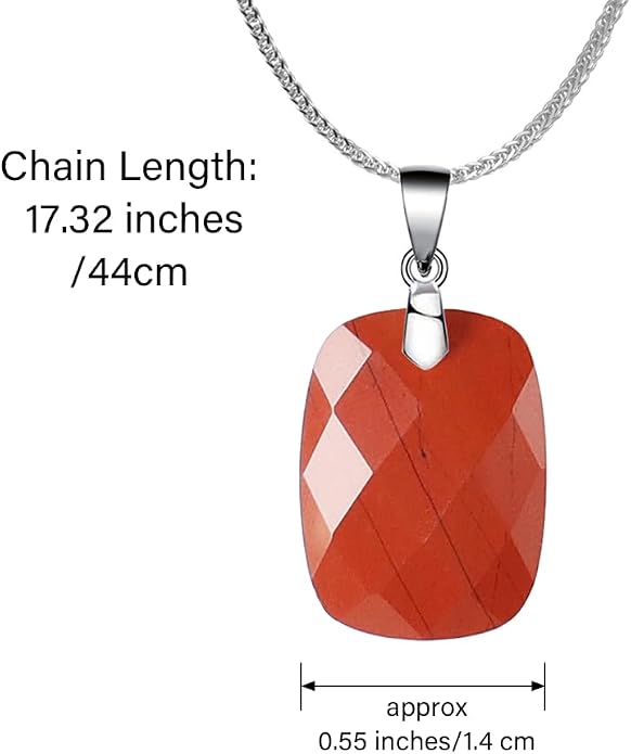 iSTONE 925 Sterling Silver Natural Crytral for Womens Pendant Necklace, Gemstone Birthstone with 17.8" Silver Chain Ladies