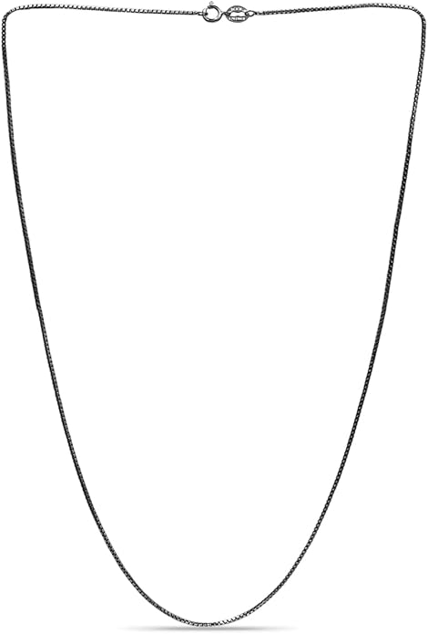 SEA OF ICE Chain Necklace 925 Sterling Silver with Ring Clasp Closure, Italian Box Necklace Chain Necklace for Women & Men, Available in Gold, Rose Gold, Silver, and Black Rhodium, Multisize