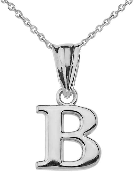 Claddagh Gold .925 Sterling Silver Initial Pendant Charm – Personalized Alphabet Letter Jewelry in 0.80mm or 0.55mm Block Font