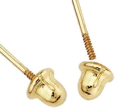 14k REAL Yellow/White Gold 2mm, 3mm, 4mm, 5mm, 6mm, 7mm, 8mm Round Solitaire Basket Set Stud Earrings with Screw Backs