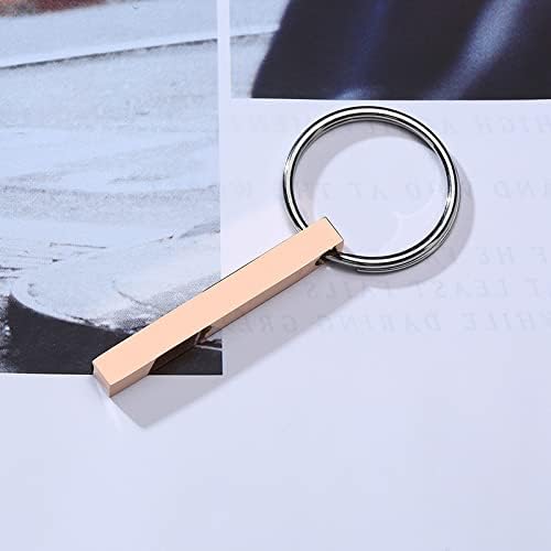 VNOX Personalized 4 Sided Keychain,Stainless Steel Vertical Bar Keychain,Gift for Family Lover Best Friend Bridesmaid