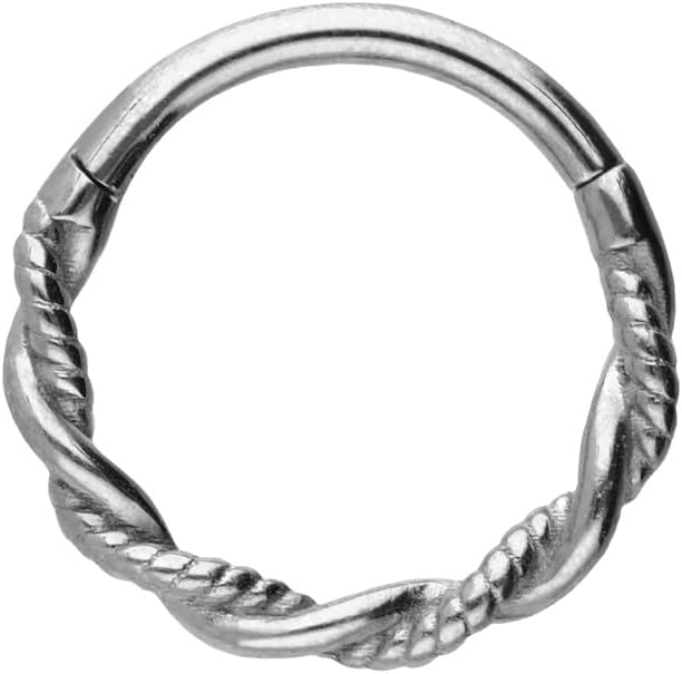 PIERCINGLINE Segment Ring Clicker double twisted Surgical Steel Piercing for nose, septum, ear, helix or tragus - stylish colors and sizes – nose ring hoop tragus hoop helix earrings hoop