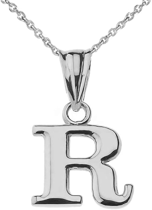 Claddagh Gold .925 Sterling Silver Initial Pendant Charm – Personalized Alphabet Letter Jewelry in 0.80mm or 0.55mm Block Font