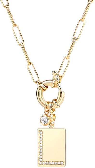 Mint & Lily Gold Initial Necklace for Women – 18K Gold Plated 24” Paperclip Chain with Sparkling Letter Pendant
