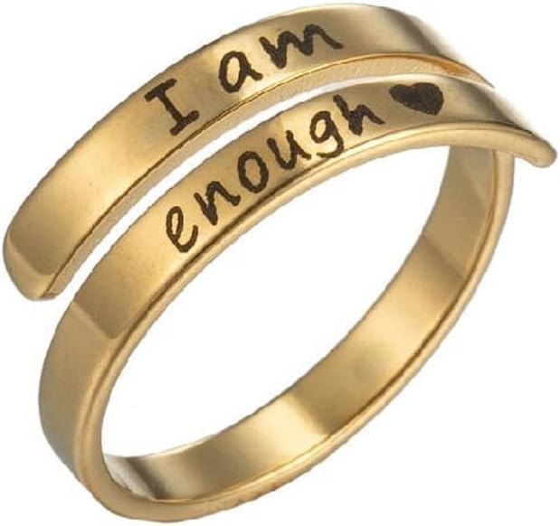 Yocoyee You are My Sunshine Finger Ring Engraved Inspirational Open Adjustable I am Enough Stars Statement Rings Gifts