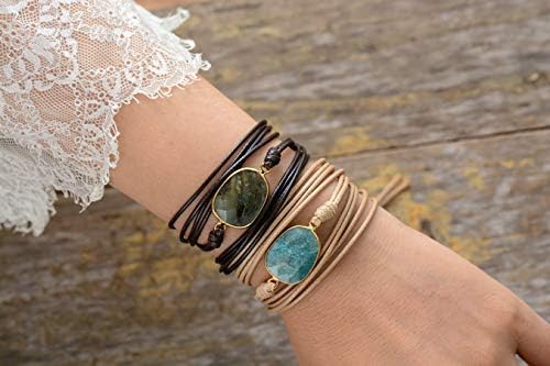 Women Wrap Bracelet Boho Natural Jasper Crystal Stone Beads Strand Bracelets