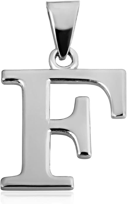 Claddagh Gold .925 Sterling Silver Initial Pendant Charm – Personalized Alphabet Letter Jewelry in 0.80mm or 0.55mm Block Font