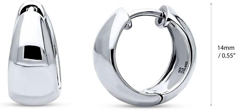 BERRICLE Sterling Silver CZ Dome Fashion Hoop Huggie Earrings for Women, Cubic Zirconia, Rose/Yellow Gold Flashed, Small/Medium Size (0.5-1 Inch)