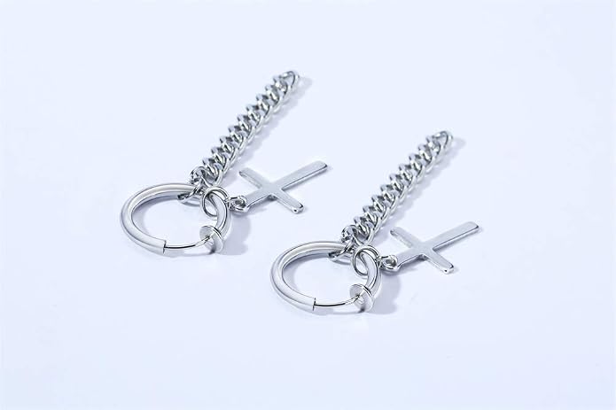 VNOX Unisex Vinatge Stainless Clip On Earrings Non Piercing Feather Charm Dangle Hinged Stud Earrings for Men Women Teen