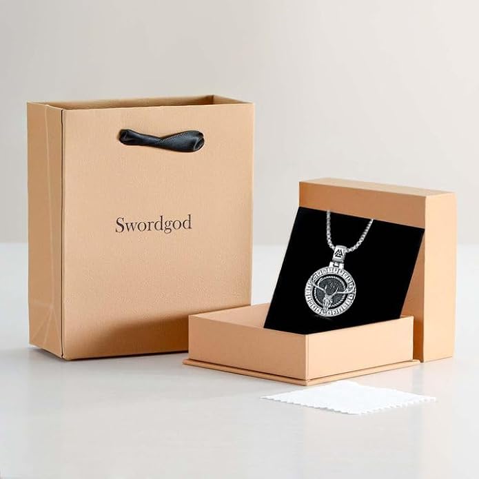 Viking Necklace for Men Women 925 Sterling Silver Norse Jewelry Fathers Mothers Day Anniversary Birthday Gifts for Mom Dad Husband Brother (with Gift Box)