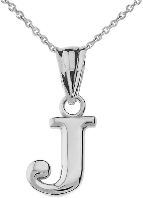 Claddagh Gold .925 Sterling Silver Initial Pendant Charm – Personalized Alphabet Letter Jewelry in 0.80mm or 0.55mm Block Font