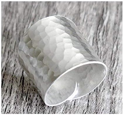 Hammered Sterling Silver Handmade Classic Wide Band Boho Statement Ring, Shiny Finish Wrap Band Adjustable to Sizes 6-12, Also as Thumb Ring, Gift for Her