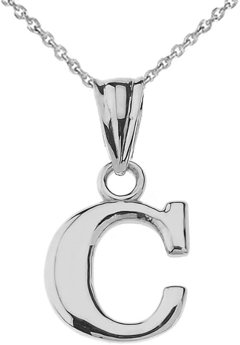 Claddagh Gold .925 Sterling Silver Initial Pendant Charm – Personalized Alphabet Letter Jewelry in 0.80mm or 0.55mm Block Font