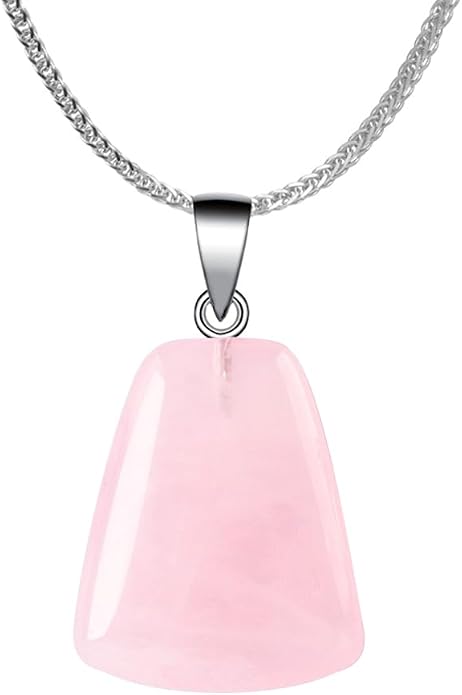 iSTONE 925 Sterling Silver Natural Crytral for Womens Pendant Necklace, Gemstone Birthstone with 17.8" Silver Chain Ladies