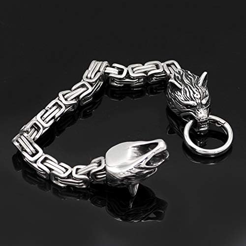 Viking Wolf Head Thor’s Hammer Pendant Necklace – Stainless Steel Norse Amulet Jewelry for Men, Nickel-Free, Gift Box Included