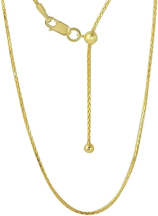 Savlano 925 Sterling Silver Solid 1.0MM Franco Square Box Adjustable Bolo 14-24 Inch Chain Necklace For Women - Made in Italy Comes With a Gift Box