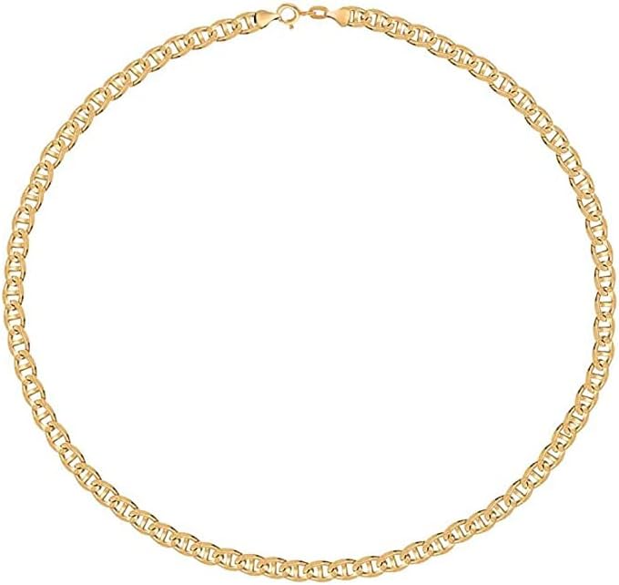 Savlano 14K Solid Gold Italian Chain Figaro, Rope, Mariner, Box, Cuban 14 Karat Anklet for Women Comes With Gift Box - Made in Italy