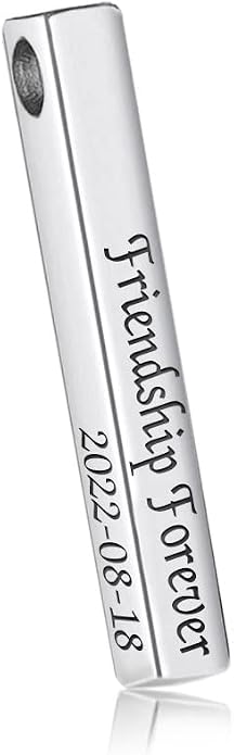 Personalized 3D Vertical Bar Necklace, Custom Necklace Engraved with Any Name Pendant Jewelry Mothers Day Gift