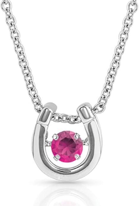 Montana Silversmiths Women's Dancing Birthstone Cubic Zirconia Horseshoe Pendant Necklace