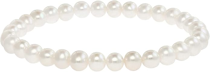 Blue Ocean Pearls Round Freshwater Cultured Pearl Bride & Bridesmaid 8" Stretch Strand Bracelet - Choice of Pearl Size and Color