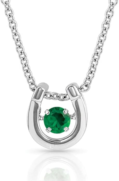 Montana Silversmiths Women's Dancing Birthstone Cubic Zirconia Horseshoe Pendant Necklace