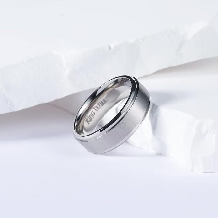 King Will Titanium Wedding Band for Men Women- 3-10mm Width Black/Sliver/Gold High Purity Titanium Promise Wedding Ring Comfort Fit for Daily Wear Size 6-14