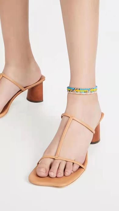 XIJIN 18 Pieces Elastic Beaded Anklets for Women Handmade Beach Boho Colorful Beads Ankle Bracelets Set