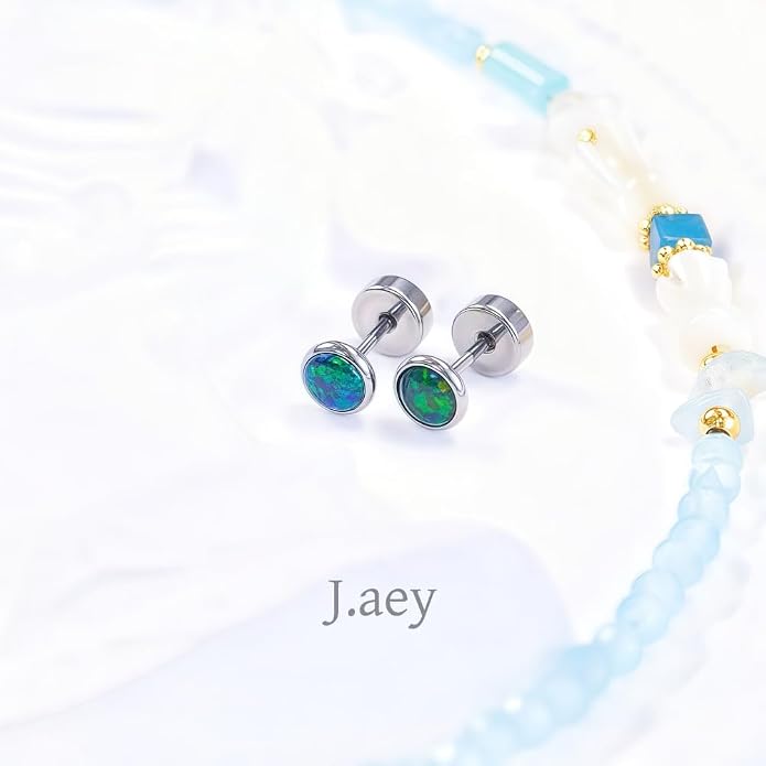 Titanium Earrings for Women Stud Earrings Cubic Zirconia Dainty Screw Flat Back Hypoallergenic Earrings for Women for Multiple Cartilage Helix Conch Tragus Piercing Jewelry for Sensitive Ears