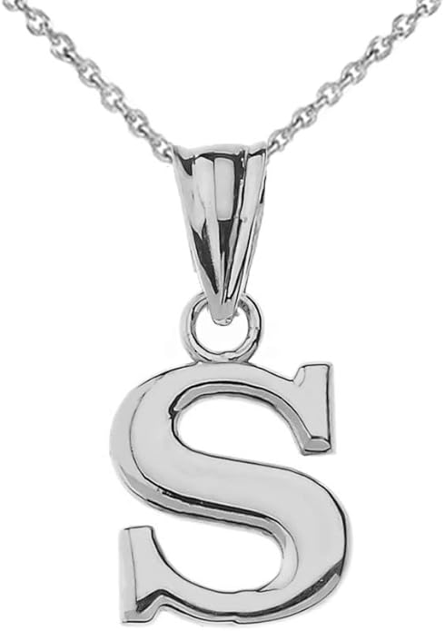 Claddagh Gold .925 Sterling Silver Initial Pendant Charm – Personalized Alphabet Letter Jewelry in 0.80mm or 0.55mm Block Font