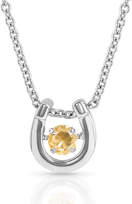 Montana Silversmiths Women's Dancing Birthstone Cubic Zirconia Horseshoe Pendant Necklace