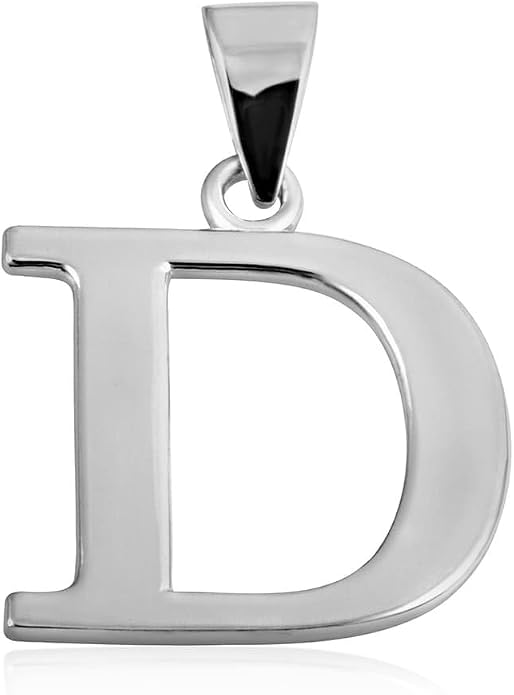 Claddagh Gold .925 Sterling Silver Initial Pendant Charm – Personalized Alphabet Letter Jewelry in 0.80mm or 0.55mm Block Font