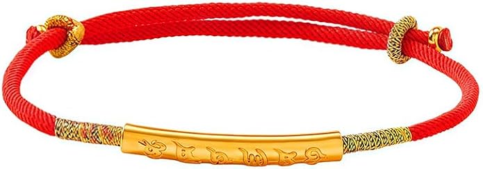 Tibetan Handmade Mani Mantra Red String Bracelet for Women & Men, Sterling Silver Adjustable Lucky Charms Bracelet with Spiritual Meaning, Protection & Positive Energy, Buddhist Red Jewelry for Good Fortune, Includes Gift Box