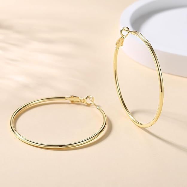 14K Gold Hoop Earrings for Women Trendy Gold Earrings Polished Chunky Hoop Earring Classic Dainty Earring for Women