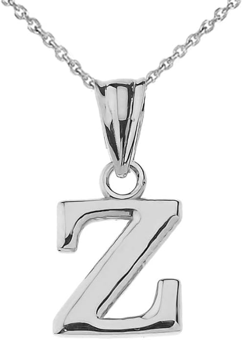 Claddagh Gold .925 Sterling Silver Initial Pendant Charm – Personalized Alphabet Letter Jewelry in 0.80mm or 0.55mm Block Font