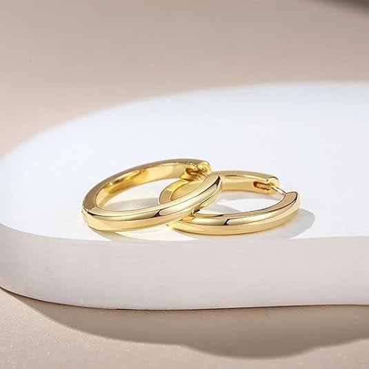 Gold Earrings for Women 14K Gold Hoop Earrings for Women Chunky Classic Huggie Earring Everyday