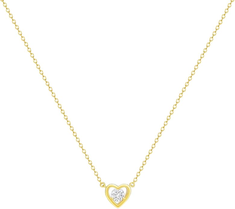 HERIER Cute Heart Necklace Dainty 18k Gold Plated Tiny Heart Pendant Choker Necklaces Small Gold Love Open Heart Chain Necklace for Women Simple Gold Necklace for Women Trendy Jewelry