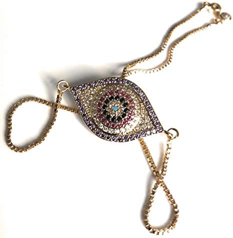 SIFRIMANIA Evil Eye Adjustable Sliding Bead Shiny Bracelet Lucky Charms Jewelry for Women of All Ages