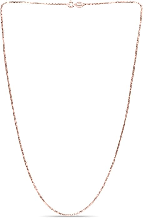 SEA OF ICE Chain Necklace 925 Sterling Silver with Ring Clasp Closure, Italian Box Necklace Chain Necklace for Women & Men, Available in Gold, Rose Gold, Silver, and Black Rhodium, Multisize