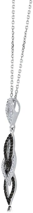 BERRICLE Sterling Silver Black and White Statement Chunky Pendant Necklace for Women, Cubic Zirconia CZ 18 inch