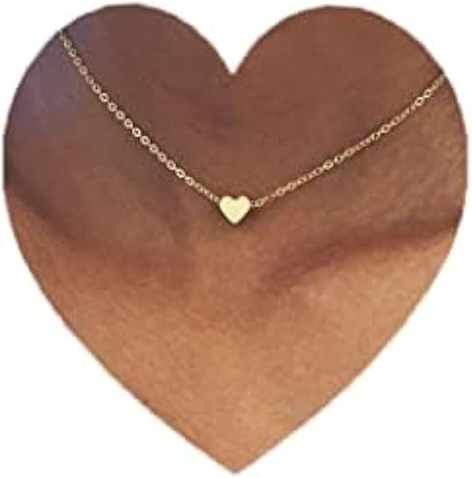 14K Gold Heart Choker Necklace Delicate Love Necklace Pendant Necklaces Silver Jewelry for Women Gift (Gold)
