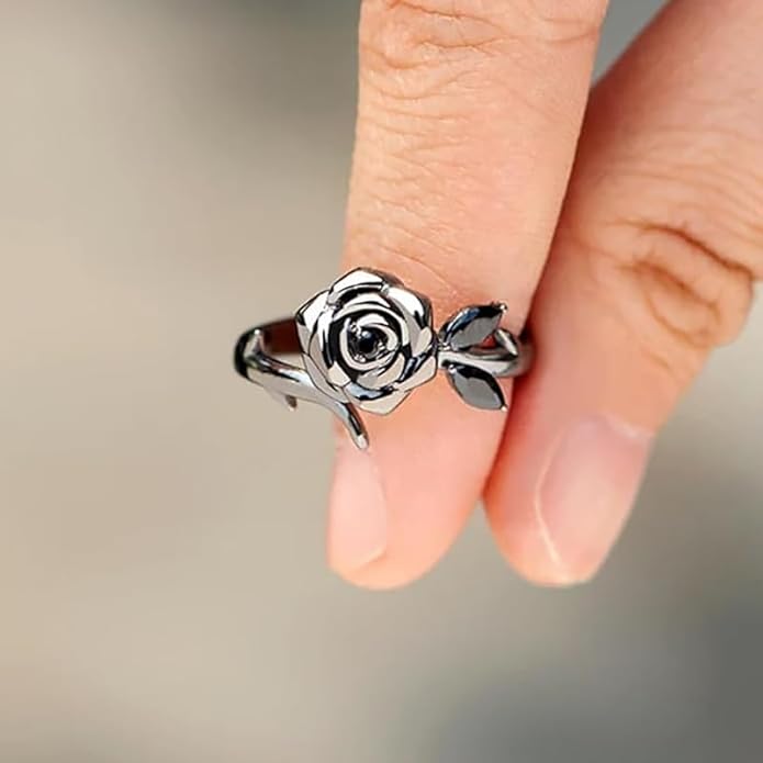 Strong As F*ck Black Rose Self-Love Ring, Burned And Survived Self Love Ring, Dainty Blooming From Darkness Black Rose Rings, Inspirational Jewelry Gifts For Women