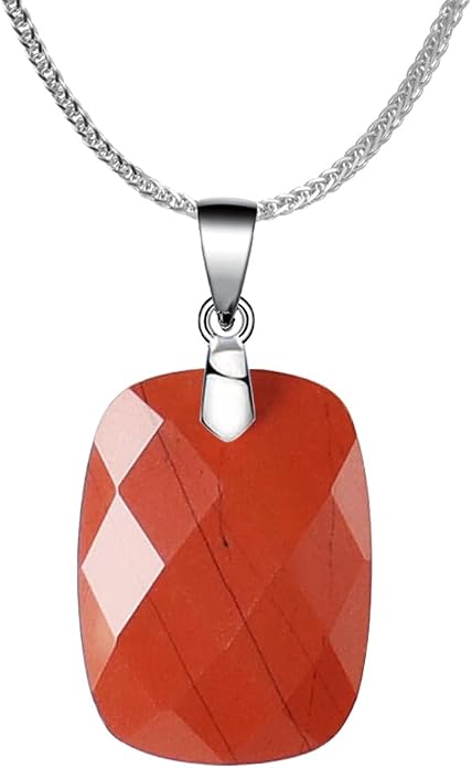 iSTONE 925 Sterling Silver Natural Crytral for Womens Pendant Necklace, Gemstone Birthstone with 17.8" Silver Chain Ladies